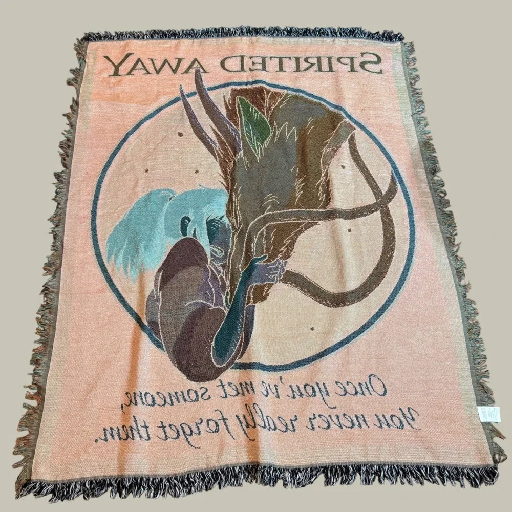 BoxLunch Studio Ghibli Spirited Away Haku Chihiro Tapestry Throw Blanket 50